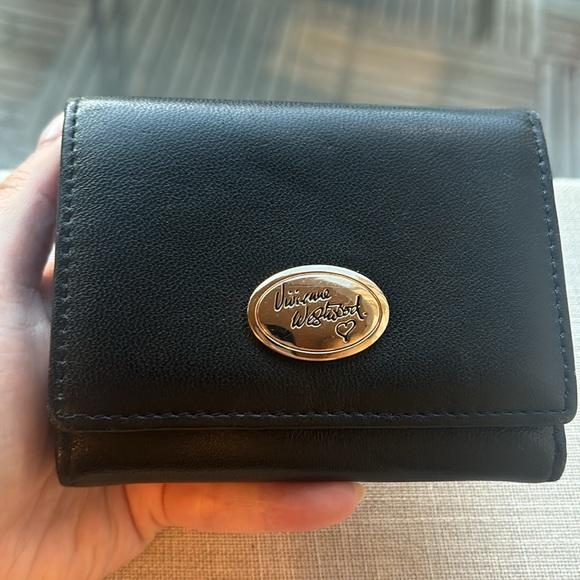 Vivienne Westwood Handbags - Vivienne Westwood Orb Smooth Leather Wallet Black and Gold Small Compact